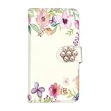 スマ通 Google Pixel 8a 対応 ケース 手帳型 ケータイケース カード収納 あり (花デコ) 花 水彩 手描き ボタニカル デコ付き スタンド付き ストラップ穴 ピクセルエイトエー用 Pixel 8a (C.ライトイエロー) vc-029