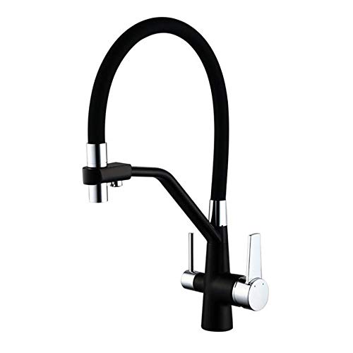 Mitigeur de cuisine 3 voies pour eau filtrée pure et laiton rotatif noir