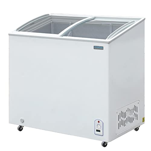 Polar Refrigeration G-Series 200W Display Chest Deep Freezer 200 Litre, White, -24°C to -18°C, 920(H)x953(W)x553(D)mm, 3 Storage Baskets Included, Sturdy Castors, Energy Rating C | GM498