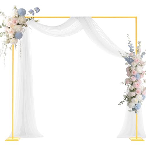 VEVOR Arch Backdrop Stand 8 x 8 ft Stable Structure Easy Assembly Square Gold Metal Arch Backdrop Stand for Wedding Birthday Party Graduation Holiday Celebration and Ceremony Decoration