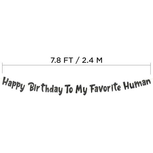 Image of Pre-Strung Happy Birthday To My Favorite Human - Funny Birthday Black Glitter Banner - Funny Birthday Decorations for Men and Women - Party Supplies and Gifts