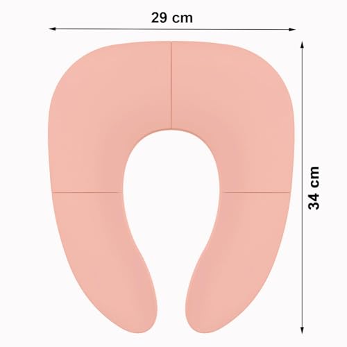 Image of INOVERA Portable Folding Baby Toilet Seat - Kids Potty Training Seats for 0.5 to 5 years Child Toddler - Fits All Western Toilets - Non-Slip Suction Cups - Includes Free Travel Bag (Baby Pink)