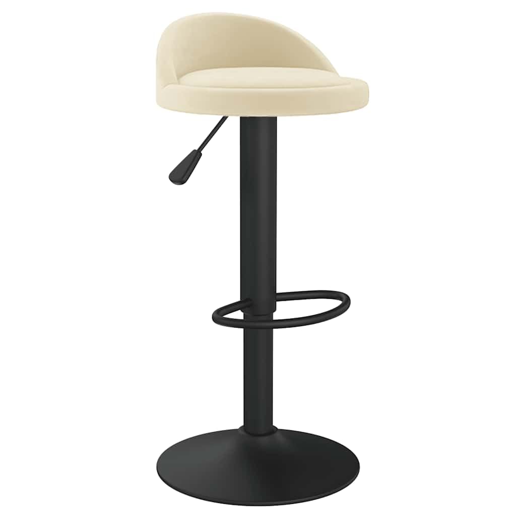 Hothingwell - Taburete de bar, color crema aterciopelado, silla de encimera, regulable en altura con mecanismo de gas, giratorio de 360°, Reposapiés integrado, Base de acero resistente, carga máxima