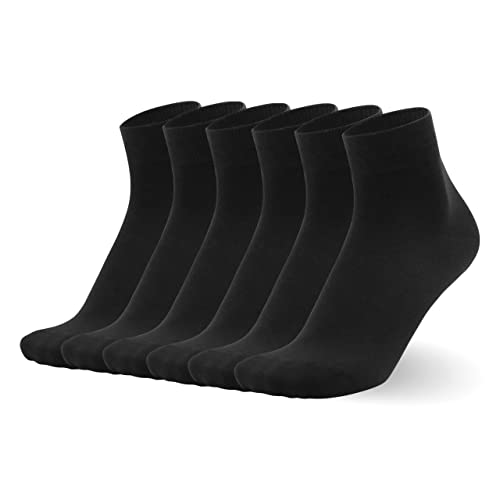 Men's Thin Cotton Above Ankle Classic Socks Soft Work Solid Breathable Dress Socks 6 Pairs