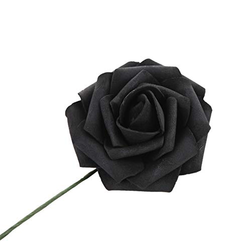 The Chair Cover Company Artificial Flowers Roses 50pcs Real Looking DIY Wedding Bouquets Centerpieces Arrangements Party Baby Shower Party Home Decorations (Black) - Image 2