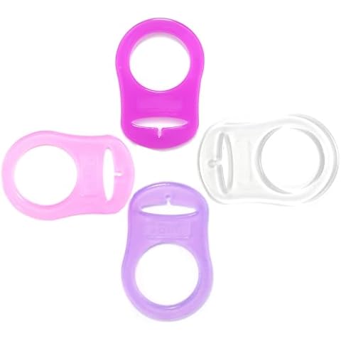 4Pcs Pacifier Adapter Rings Silicone Rings for Pacifier Clip Button Soother Dummy Pacifiers Holder Newborn Gift Safe for Baby (Girl's Color) Cover