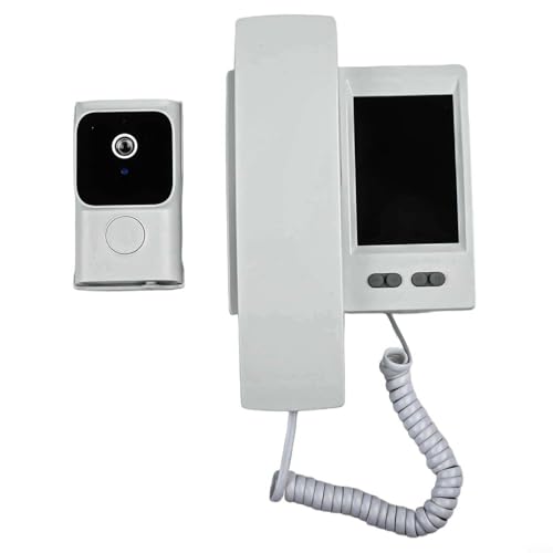 Intercomunicador de timbre de video infrarrojo, pantalla IPS de plástico de 3.5 pulgadas con cable de video intercomunicador de puerta de teléfono cámara para el hogar apartamento (blanco)