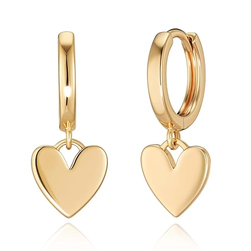 VACRONA Gold Heart Hoop Earrings Huggie Earrings for Women 14k Gold Plated Small Hoops Earrings