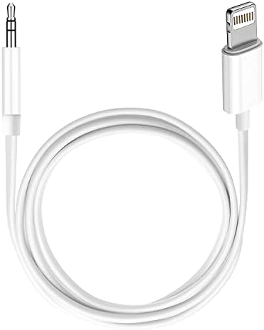 (Apple MFi Certified) iPhone AUX Cord for Car Stereo,Lightning to 1/8 Inch Audio Cable,3.3ft, Headphone Jack Adapter Male Aux Stereo Audio Cable Compatible for iPhone 14/13/12/11/XR/X/8/7 (White)