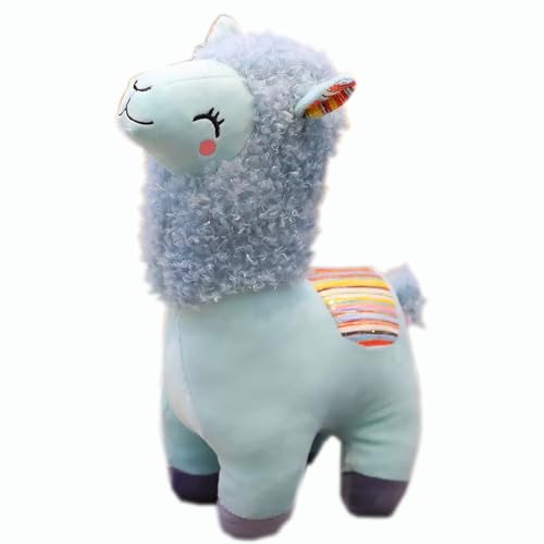 YUKOUQIAN Llama Stuffed Animal Cute Alpaca Plush Toy 10 inch for Girls Boys (Alpaca yinghua Blue)