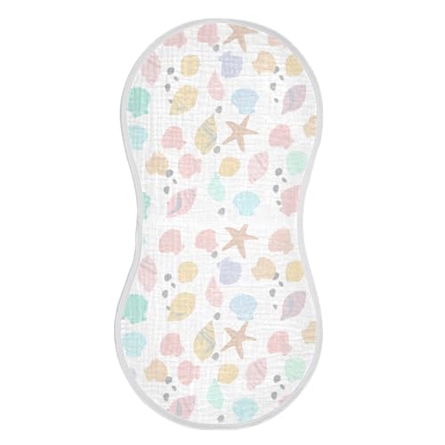 Seashells Baby Burp Cloths for Boys and Girls, Soft Muslin Spit Up Towels, 22