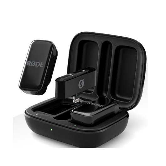 Image of Rode Rode Wireless Micro - Compact Wireless Microphone, Two Mics with Charge Case for Smartphone Content Creation - Lightning, Black