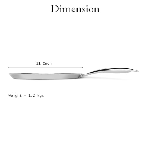 Image of HORNBILLS Tri-Ply Stainless Steel Dosa & Roti Tawa | 28 cm, 4 mm Thick Heavy Bottom | for Dosa, Roti, Chapati, Paratha, Uttapam & Cheela | Gas & Induction Compatible | 5-Year Warranty