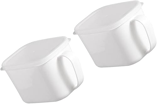Hemoton Contenedores de almacenamiento de plástico blanco para refrigerador con asa, contenedor de almacenamiento de alimentos, caja Bento,