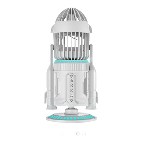 Moliuoly Ventilador de mesa en forma de cohete: silencioso 5000 rpm con iluminación RGB!