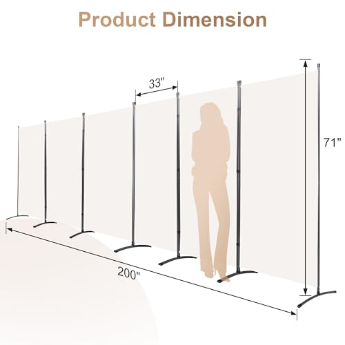 Room Divider-Folding Privacy Screens, 6 ft Partition Room Dividers Wall for Separation, Home, Office, Classroom, Studio (White, 6 Panel)