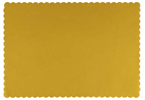 Paper Placemats for Table, Yellow Scalloped (14 x 9.6 Inches, 200 Pack)