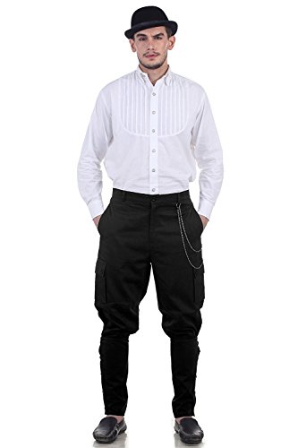 ThePirateDressing Steampunk Victorian Gothic Punk Vampire Canvas Airship Pants Costume C1376 [Black] [X-Large]