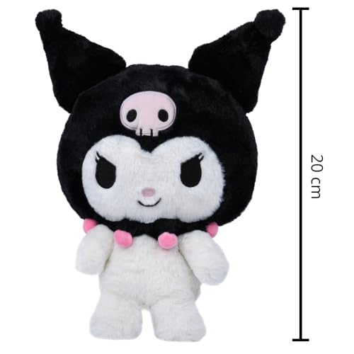 Image of Mirada Sanrio Kuromi Soft Plush Toy - 20cm | Official Licensed Black Stuffed Doll for Kids & Girls | Cute Collectible Anime Character Plushie | Ideal Gift for Birthday, Christmas & Diwali