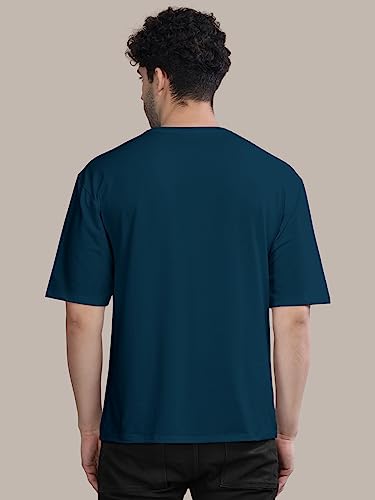 Image of BULLMER Peach Trendy Front Printed oversized Round Neck T-shirt for men
