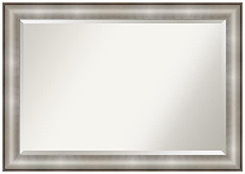 Image of Amanti Art Framed Vanity Mirror | Bathroom Mirrors for Wall | Imperial Silver Mirror | Wall Mounted Mirror | Large Mirror | 28.88 x 40.88 in.