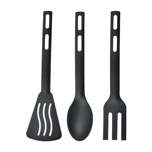 Juegos de utensilios de cocina - Cucharas de cocina profesionales, cuchara de cocina anti-arañazos con volteador ranurado | Gadgets de cocina portátiles con tenedor, accesorios Gadg
