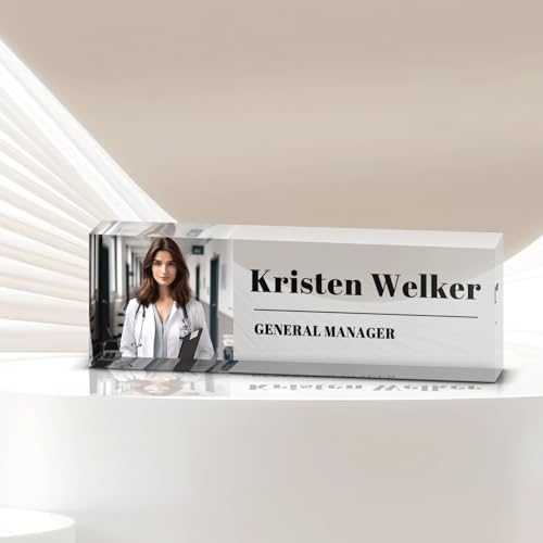 LANHUIYY Personalización de placas de identificación de escritorios de acrílico, decoración de oficinas, regalos de empleados, regalos personales para colegas, amigos y familiares (QMP-02)