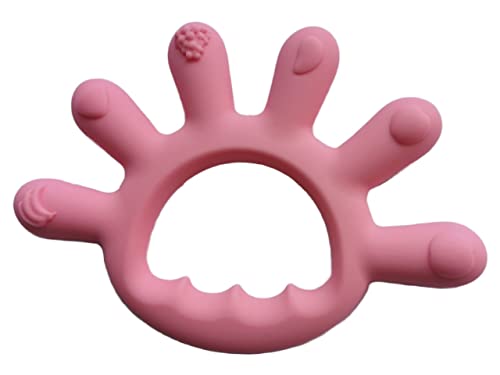 Image of BABYmimi Silicone Teether - Finger-Shaped Organic Baby Teether Toys to Chew On - for Teething Relief, Babies - Pastel-Colored Fruit Design, Rising Dots - Food-Grade Material - BPA Free