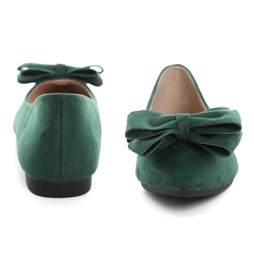 Image of SAILING LU Womens Bowknot Ballet Flats Pointy Toe Suede | Casual Flat Shoes, Dressy Wear to Work, Moccasins, Slip-Ons