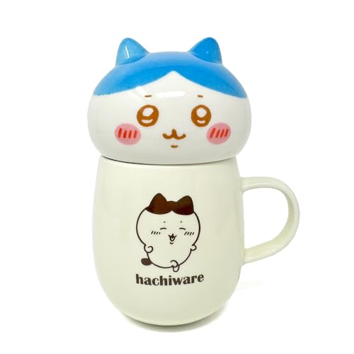 ちいかわ チルタイム 蓋付き マグカップ 磁器製 約14cm おもちゃのダイヤモンド付き (ハチワレ)