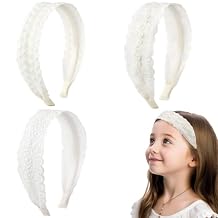 3 Pack White Headband Lace Band for Women and Girls Vintage Lace Headband Hair accessories for Women Boho Wide Head Bands for Womens Hair