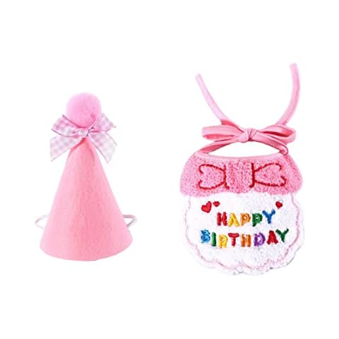 Cat Birthday Bandana Cute Dog Birthday Hat Pets Birthday Party Supplies Birthday Outfit for Cat and Dog Pink A Cover