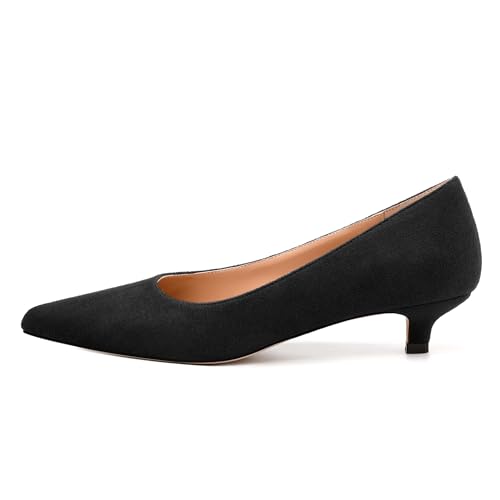 Women's Pumps, Pointed Toe Kitten Heels, Fashion Suede Slip on High Heels for Women 1.3 Inch2