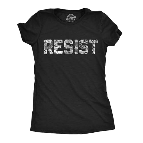 Womens Funny T Shirts Resist F*ck Trump Elon Sarcastic Graphic Novelty Tee for Ladies Funny T Shirts Cool Political Top Womens Novelty Tees Black - M