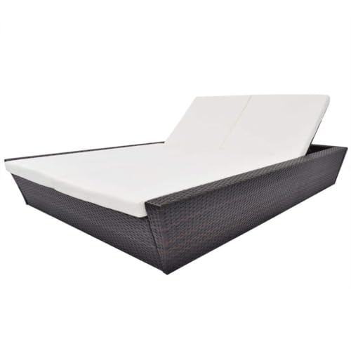 Image of BRISHI Outdoor /Pool Side /Garden /Balcony /Porch /Backyard /Terrace /Patio /Beach /Rectangular Sofa Sunbed Wicker and Rattan Daybed (Brown /White)