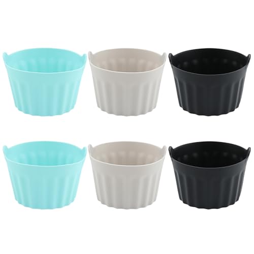 6Pcs Bakecake Ramekins for Air Fryer,Soft Silicone Egg Mould with Handle,Non Stick Cake Cups for Baking,Muffin Cases