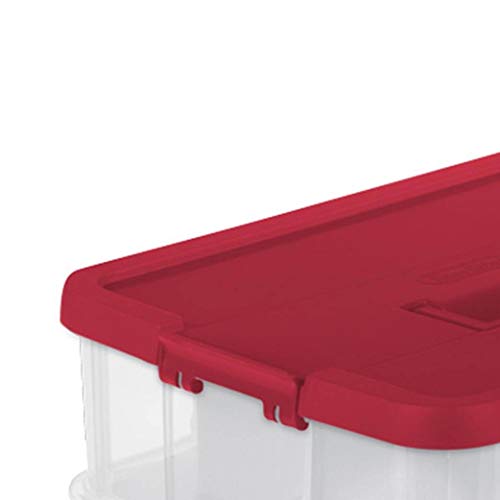 Sterilite Clear 24 Compartment Stackable Christmas Ornament Storage Box with Lid, 4 Pack