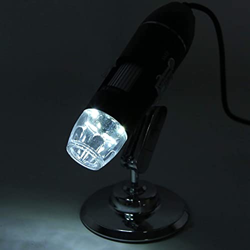 Image of Portable Electron Microscope, 1600X Digital, 8 LED Lights, Handheld USB, High-Definition, Black, ABS Material