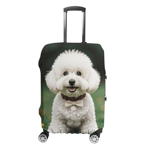 Carry on Luggage Cover Bichon Frise Dog Suitcase Covers for Luggages Tsa Approved Travel Luggage Sleeve Protector Elastic Suitcase Protector Anti-Scratch Washable Fits 19-30 Inch Case -XL