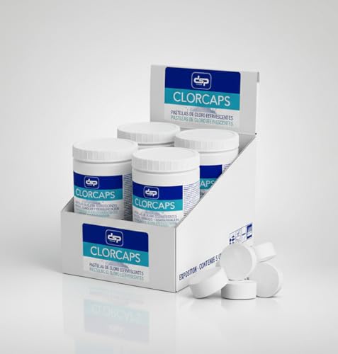 Lejía en pastillas. Clorcaps pack de 4 unidades 1200 pastillas limpiadoras efervescentes, blanqueadoras y eliminadora de olores. 4 kg.