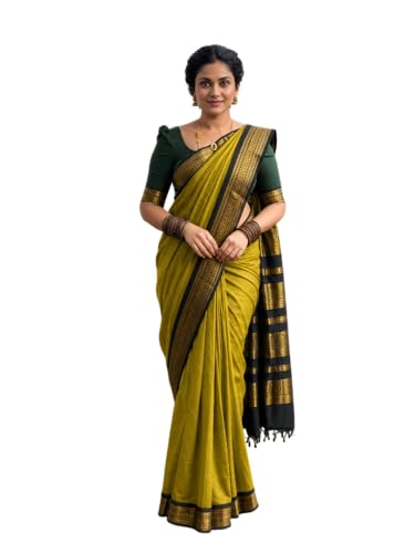 Image of Women's Kanjivaram Cotton Silk Saree South Indian Paithani Sari | gadwal cotton sarees with Zari Border and Blouse Piece - Suitable For All Indian Occasions and Festivals 191
