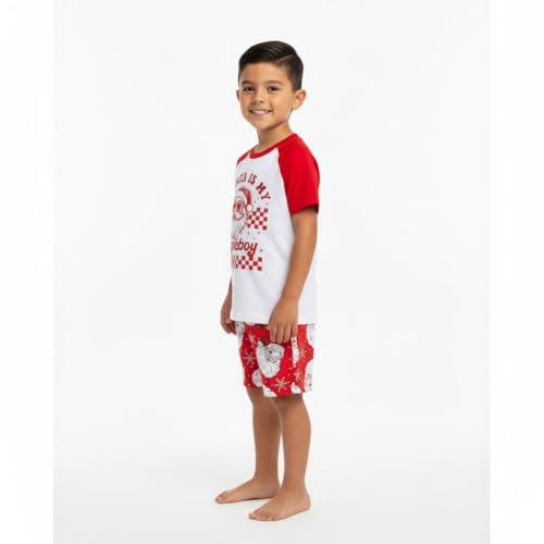 Image of Boys 2pc Shorts Set Outfit Short Sleeve Shirt with Classic Applique Print and Shorts
