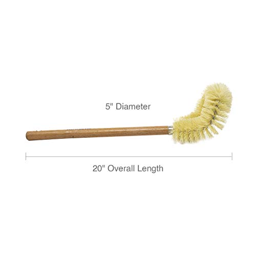 Osborn 54081SP Tampico Toilet Bowl Brush, 5" Diameter, 20" Overall Length, Solid Wood Handle