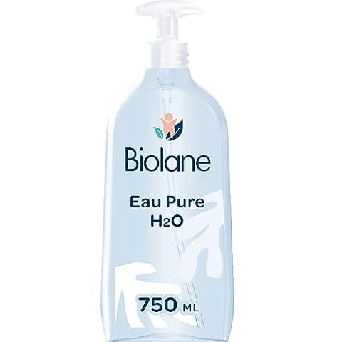 BIOLANE - Czysta woda H2O - Środek do mycia twarzy, ciała i fotelika dziecka - Bez spłukiwania - 1 butelka z pompką 750ml - Wyprodukowano we Francji