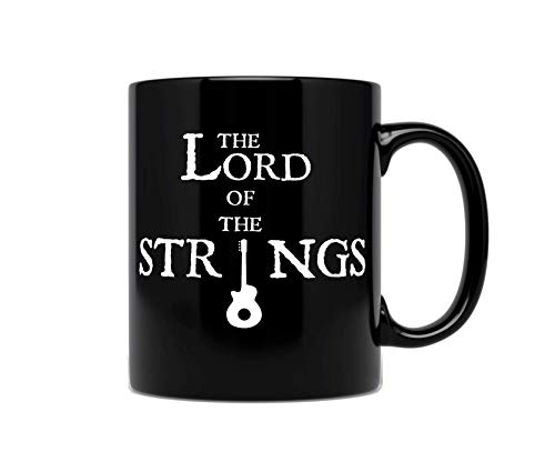 Lord of the Strings - Gift for Guitar Player - Coffee Tea 11oz Black Cup