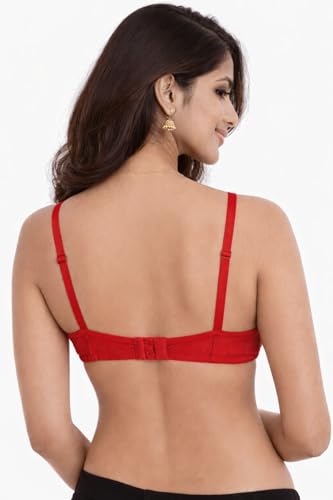 Image of Women's Cotton Medium Padded Bra | Soft & Breathable Fabric | Full Coverage Everyday Comfort Bra | Adjustable Straps & Back Hook Closure