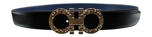Salvatore Ferragamo Gancini Logo Engraved Reversible Gold Buckle Belt