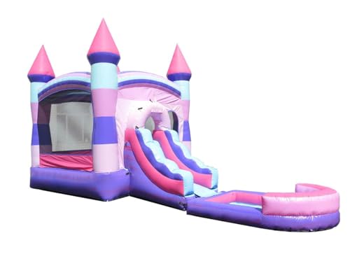 Crossover Inflatable Bounce House with Slide and Pool for Kids, Wet Dry Bouncy Jump Castle, Outdoor Backyard Jumping Bouncer, Built-in Water Misting System, with Blower, 26.5 x 12 x 14.5 Ft, Pink - Image 3
