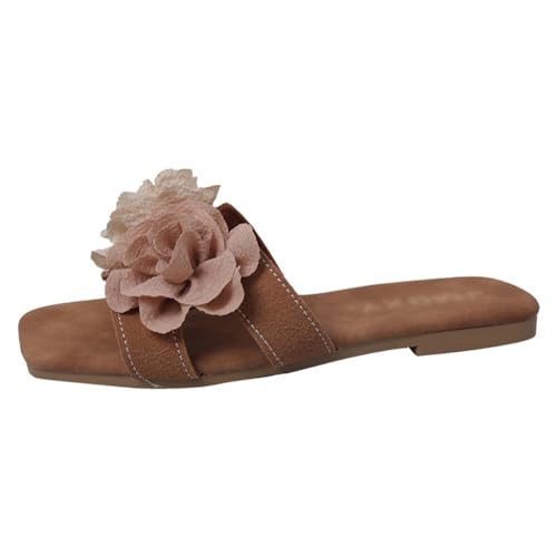 HBJWOV Retro Floral Flat Sandals For Women's Outdoor Vacation Sandals