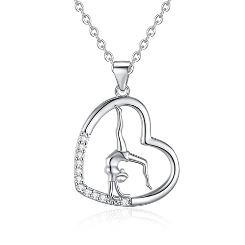Gymnastics Necklace Stuff for Team USA Flipping Sport Gymnasts Ballerina Pendant Necklace Fashion Jewelry Gymnastics Gifts